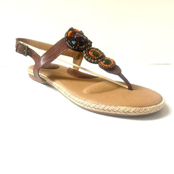 b.o.c by Born Alia Beaded Jeweled Western Boho Brown Buckle Sandals SZ 8 - Picture 4 of 15